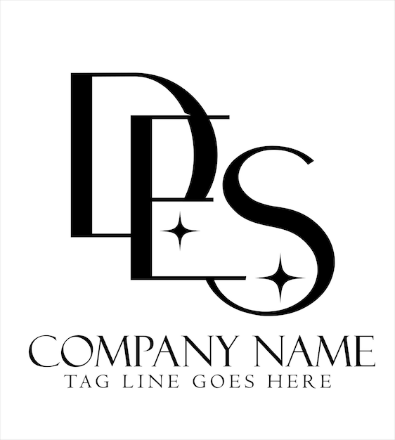 Diseño de logotipo vectorial de letras DES o EDS para boutiques de joyería de moda de lujo y startups