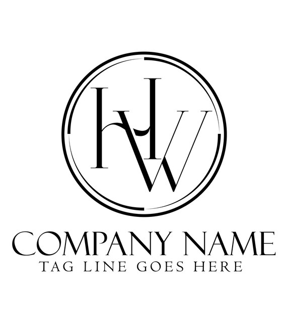Diseño de logotipo vectorial de letras HW o WH para un negocio de inicio de salón de joyería de lujo