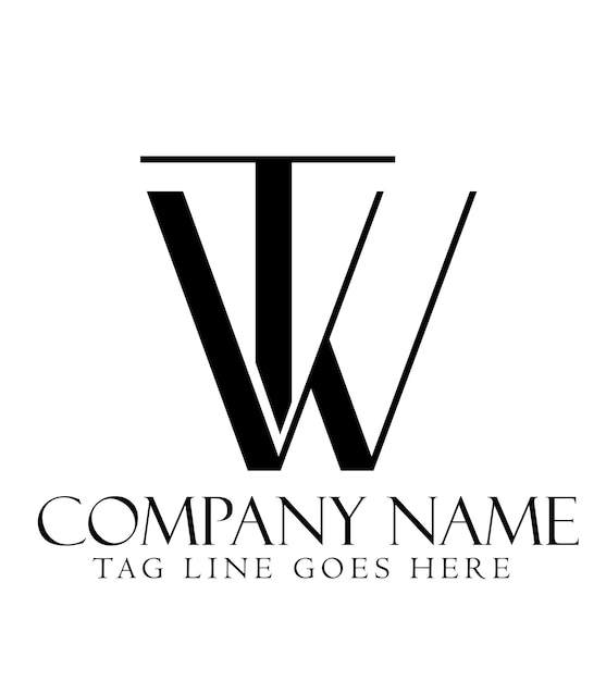 Diseño de logotipo vectorial de letras TW o WT para salones de joyería de lujo y startups
