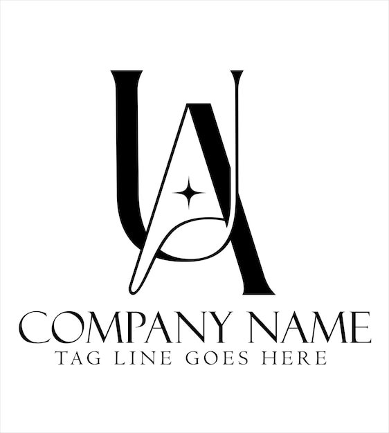 Diseño de logotipo vectorial de letras UA o AU para salones de joyería de lujo y startups