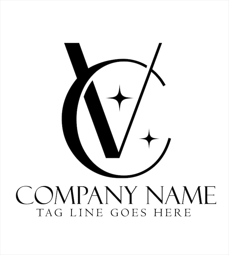 Vector diseño de logotipo vectorial de letras vc o cv para salones de joyería de lujo y startups