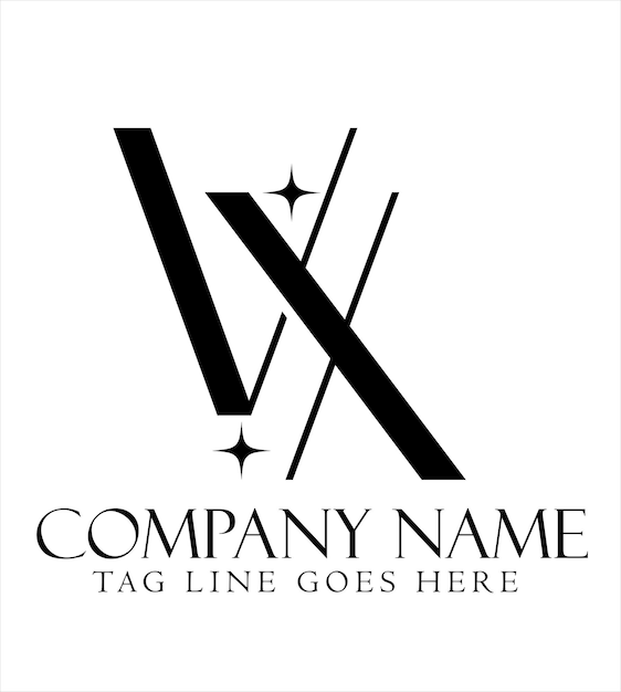 Diseño de logotipo vectorial de letras VX o XV para salones de joyería de lujo y startups