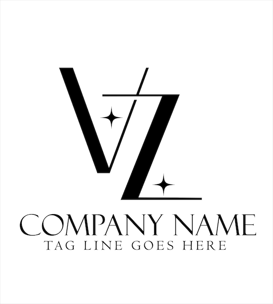 Diseño de logotipo vectorial de letras VZ o ZV para salones de joyería de lujo y startups