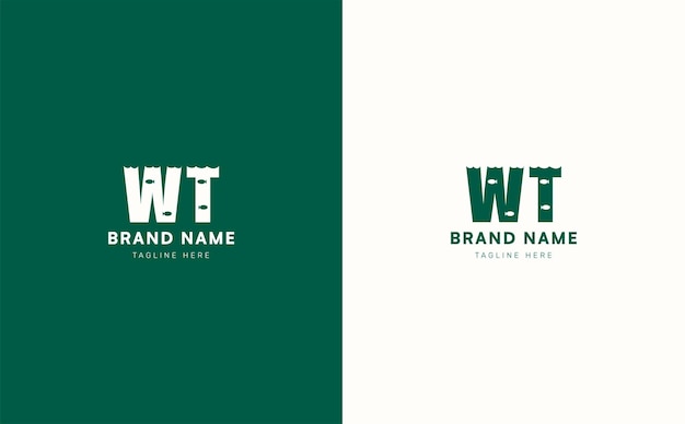 Diseño del logotipo vectorial de letras WT