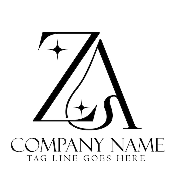 Diseño de logotipo vectorial de letras ZA o AZ para salones de joyería de lujo y startups