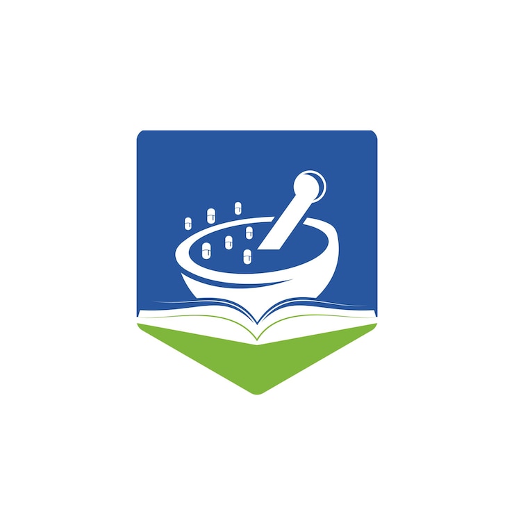 Vector diseño de logotipo vectorial de libro de farmacia