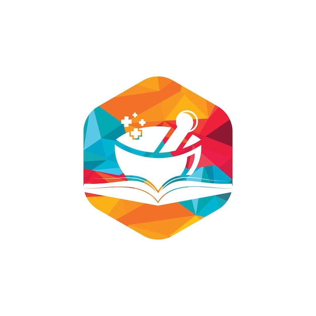 Diseño de logotipo vectorial de libro de farmacia