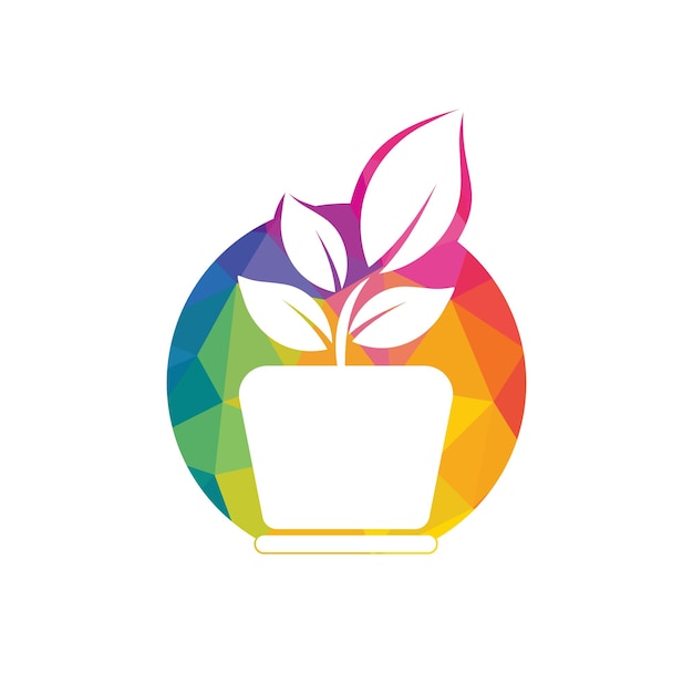 Diseño de logotipo vectorial de maceta y planta