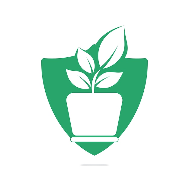 Diseño de logotipo vectorial de maceta y planta