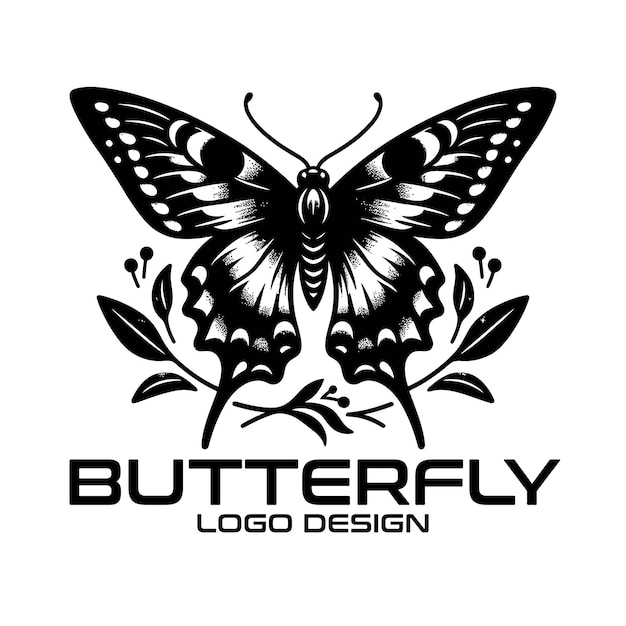 Diseño de logotipo vectorial de mariposa