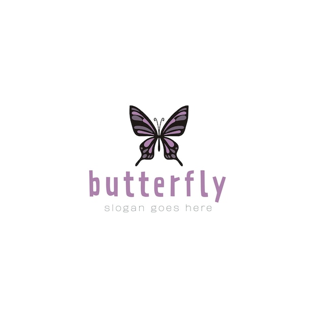 Diseño de logotipo vectorial de mariposa
