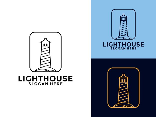 Diseño de logotipo vectorial de minimalismo premium de la época del faro Icono del diseño del logotipo del faro