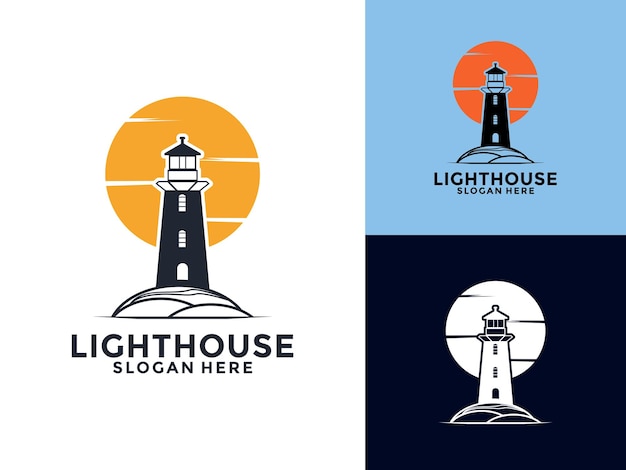 Diseño de logotipo vectorial de minimalismo premium de la época del faro Icono del diseño del logotipo del faro