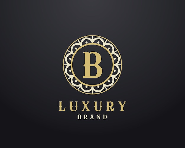 Diseño de logotipo vectorial de monograma de letra B de lujo mandala y logotipo ornamental