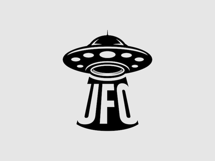 Vector diseño de logotipo vectorial monograma minimalista alienígena de nave espacial ovni
