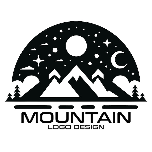 Diseño de logotipo vectorial de montaña