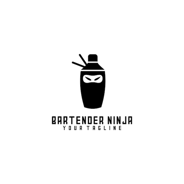 diseño de logotipo vectorial ninja bartender shaker