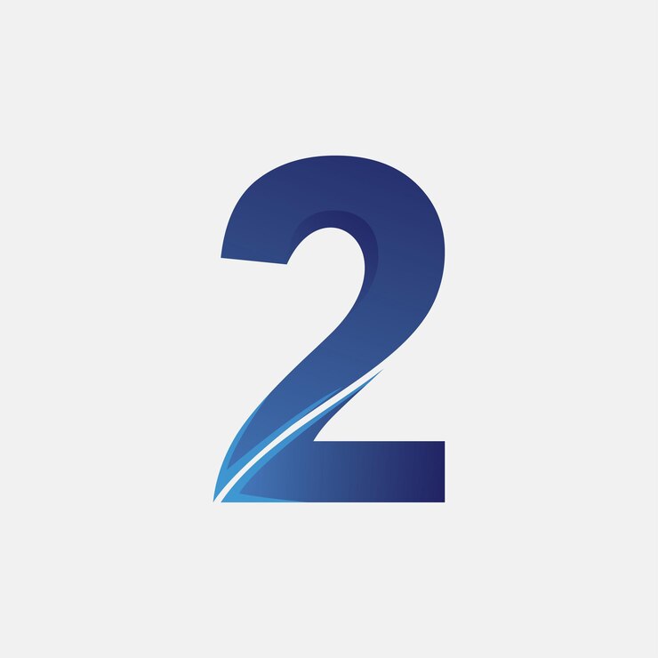 Vector diseño del logotipo vectorial del número 2 en azul