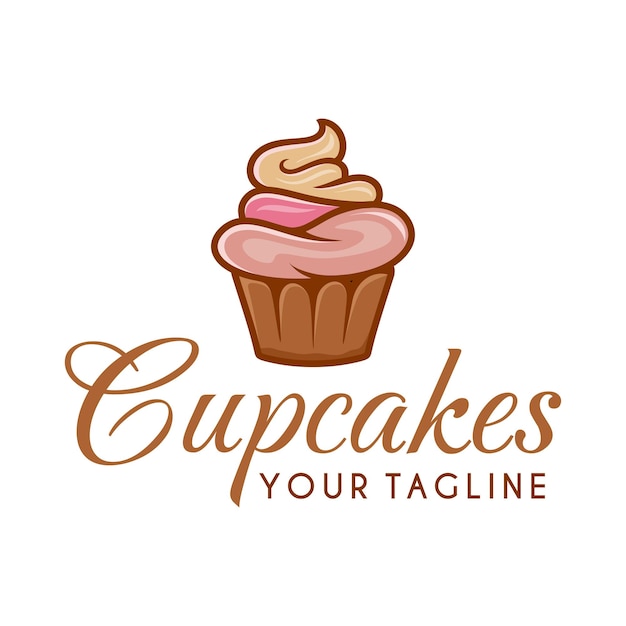 Diseño de logotipo vectorial de pastel de taza. Muy adecuado para panadería, pastelería, etc.