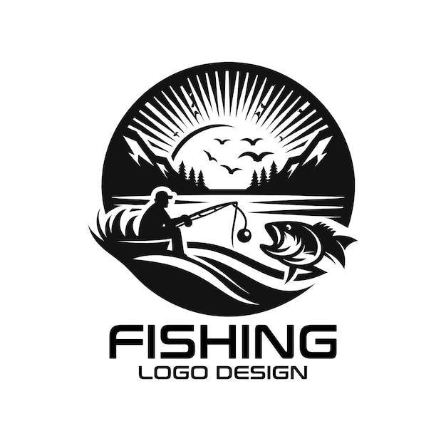 Diseño de logotipo vectorial de pesca