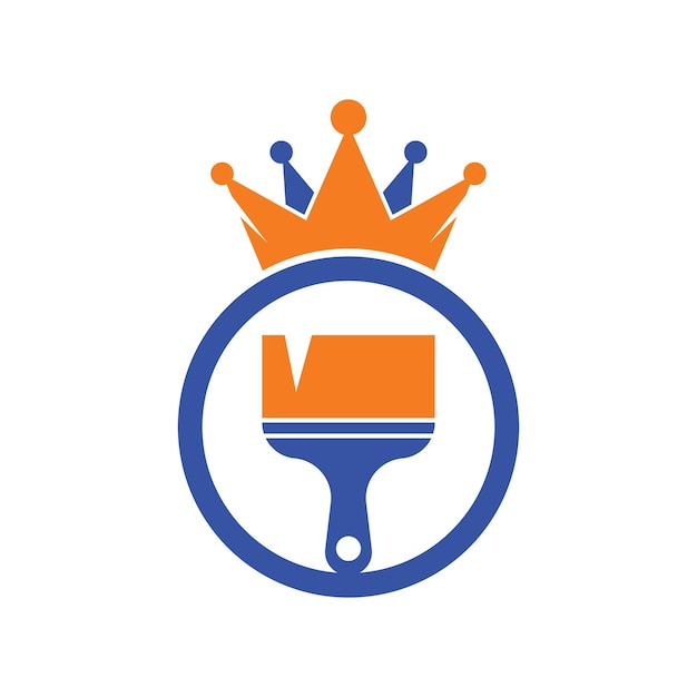 Diseño de logotipo vectorial de pintura King. Icono de pincel de corona y pintura.