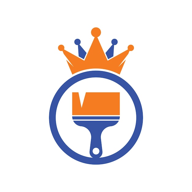 Diseño de logotipo vectorial de pintura King. Icono de pincel de corona y pintura.