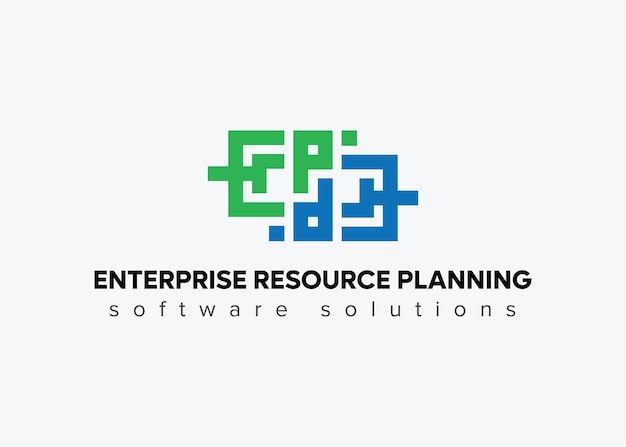 Diseño de logotipo vectorial de planificación de recursos empresariales