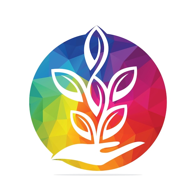 Diseño de logotipo vectorial de planta en mano Logotipo de productos naturales Icono de cosméticos Logotipo de spa