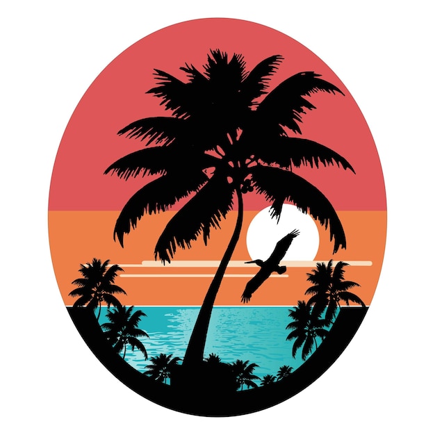 Diseño de logotipo vectorial de playa