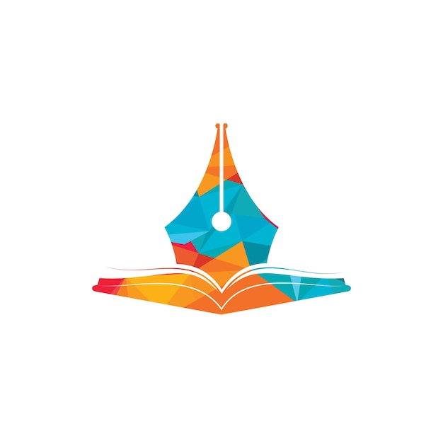 Diseño del logotipo vectorial de la pluma de libro