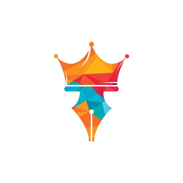 Diseño de logotipo vectorial de pluma rey
