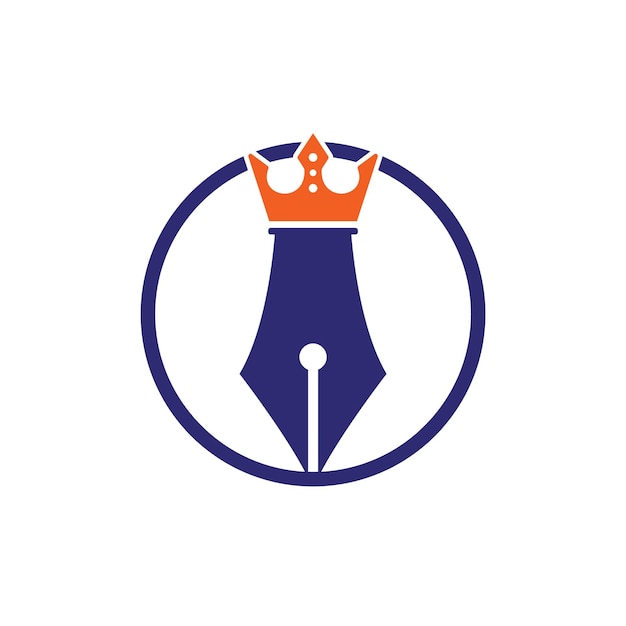 Diseño de logotipo vectorial de pluma rey