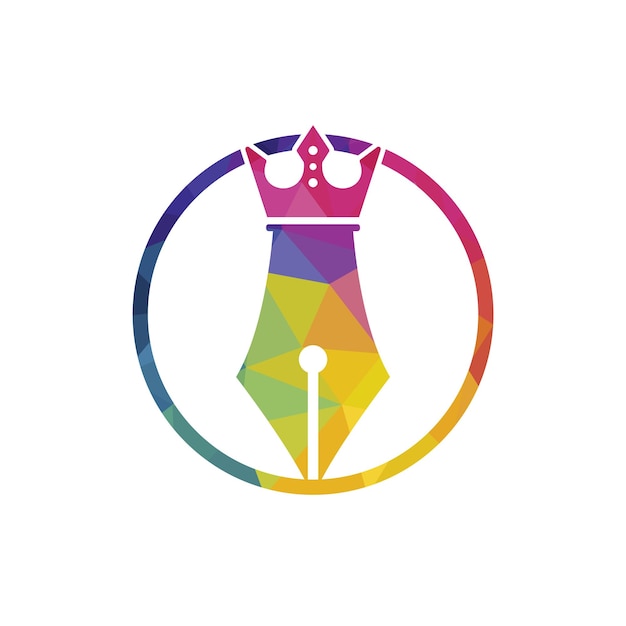 Diseño de logotipo vectorial de pluma rey