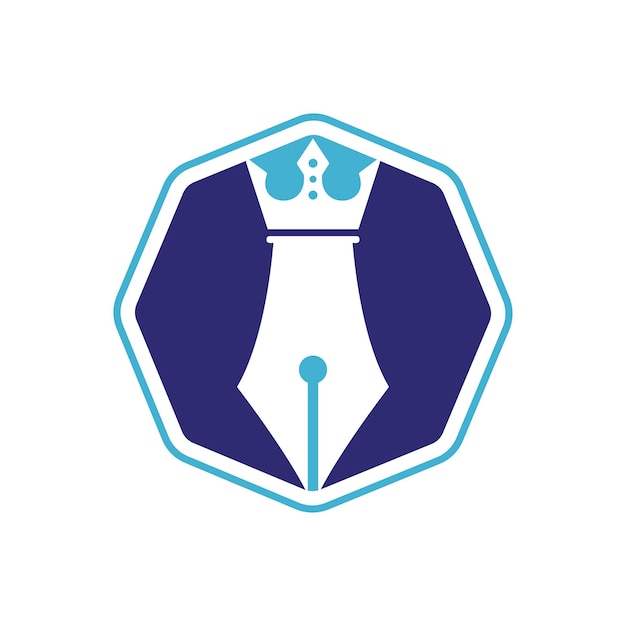 Diseño de logotipo vectorial de pluma rey