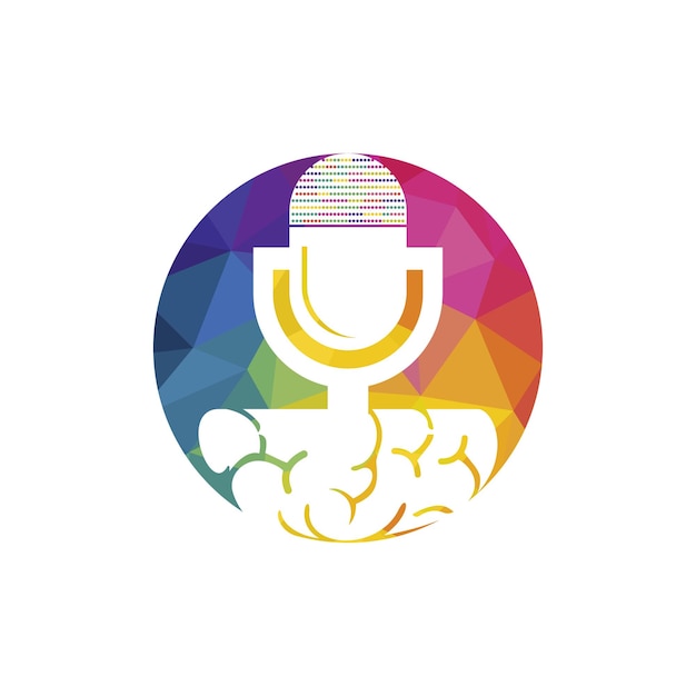 Diseño de logotipo vectorial de podcast cerebral