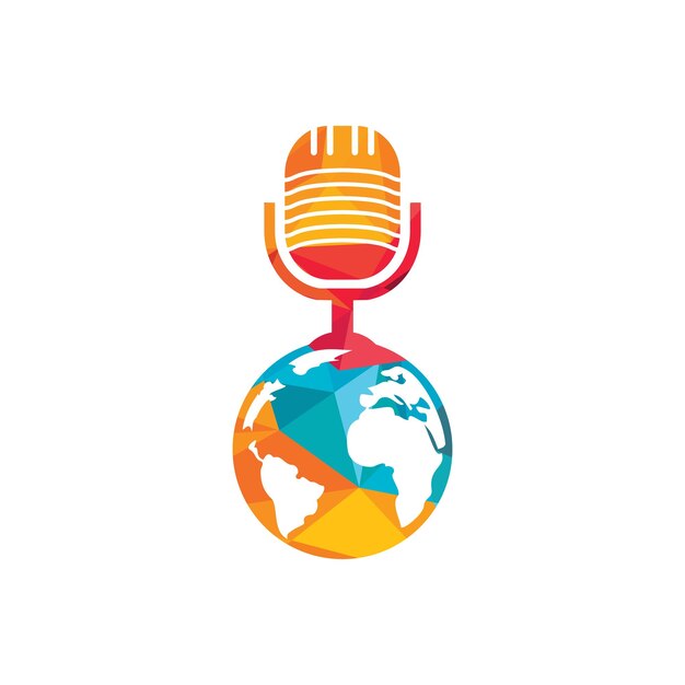 Diseño de logotipo vectorial de podcast global