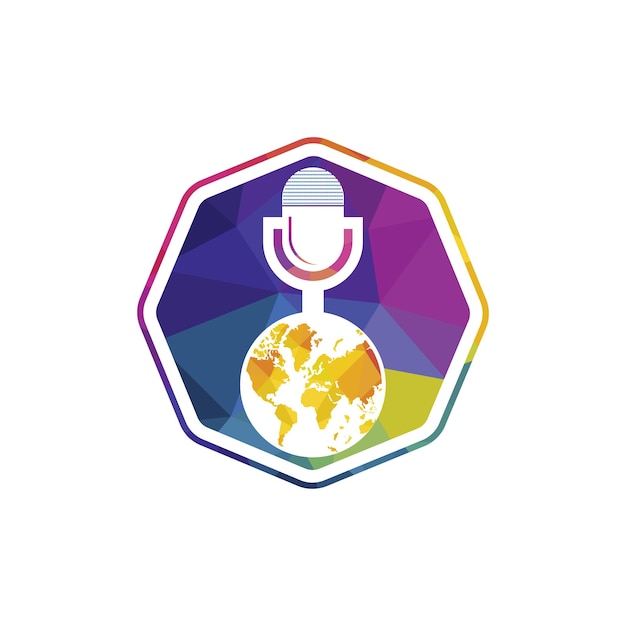 Diseño de logotipo vectorial de podcast global