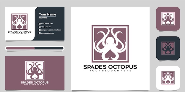 Vector diseño de logotipo vectorial de pulpo de espadas