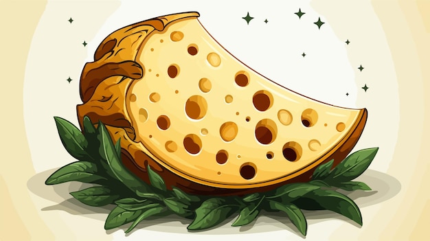 Diseño de logotipo vectorial de queso y dibujos animados de la luna