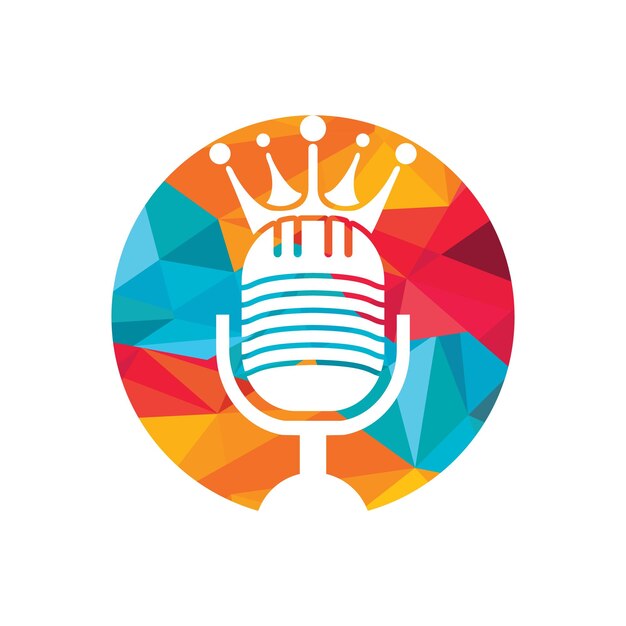 Diseño del logotipo vectorial del rey del podcast