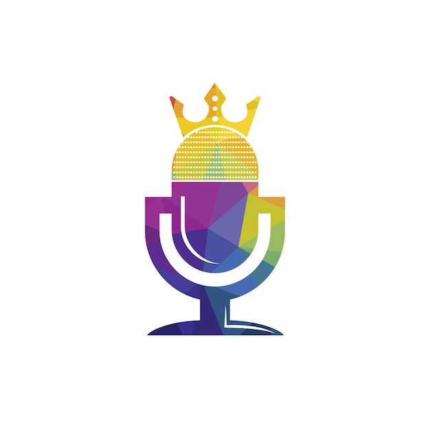 Diseño del logotipo vectorial del rey del podcast