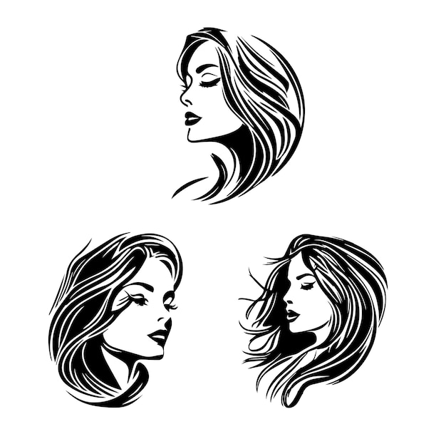 Diseño de logotipo vectorial para salón de belleza o peluquería o diseño cosmético Cara Mujer portret estilo minimalista