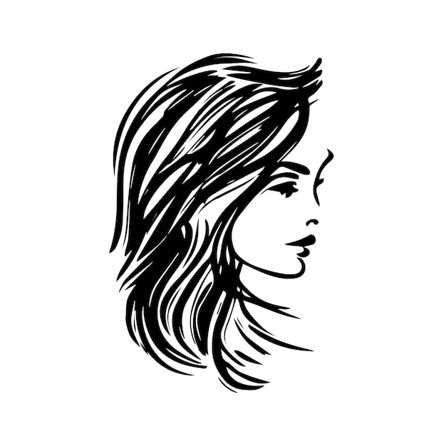 Diseño de logotipo vectorial para salón de belleza o peluquería o diseño cosmético Cara Mujer portret estilo minimalista