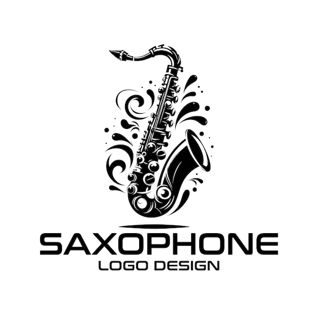 Diseño del logotipo vectorial del saxofón