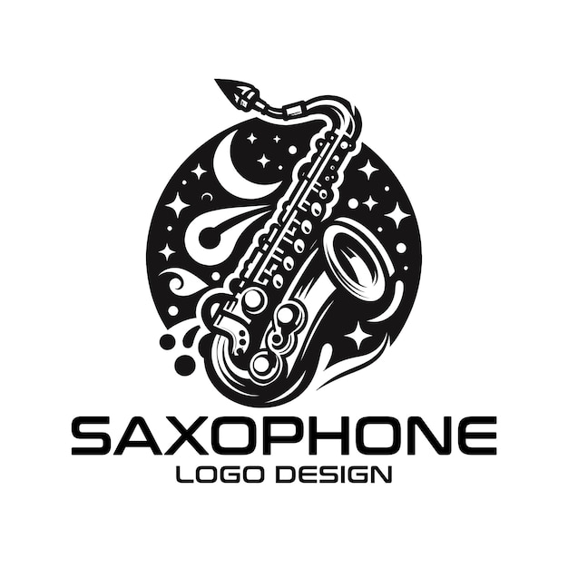 Diseño del logotipo vectorial del saxofón