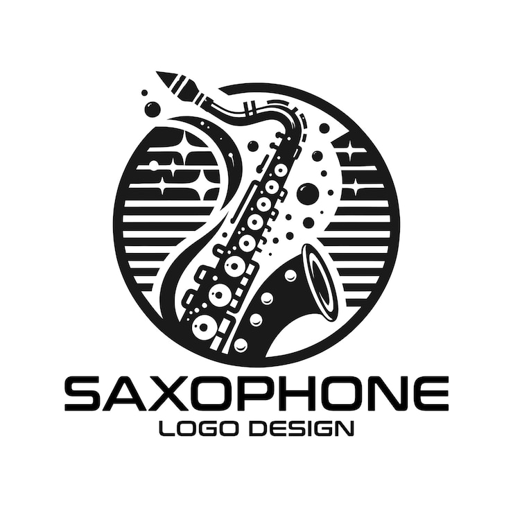 Vector diseño del logotipo vectorial del saxofón