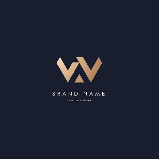 Diseño de logotipo vectorial de WA Imagen vectorial alfabética estilo dorado de lujo