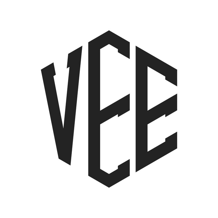 Vector diseño del logotipo vee letra inicial vee monograma logotipo con forma de hexágono