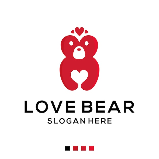 diseño de logotipo de vektor de oso de amor