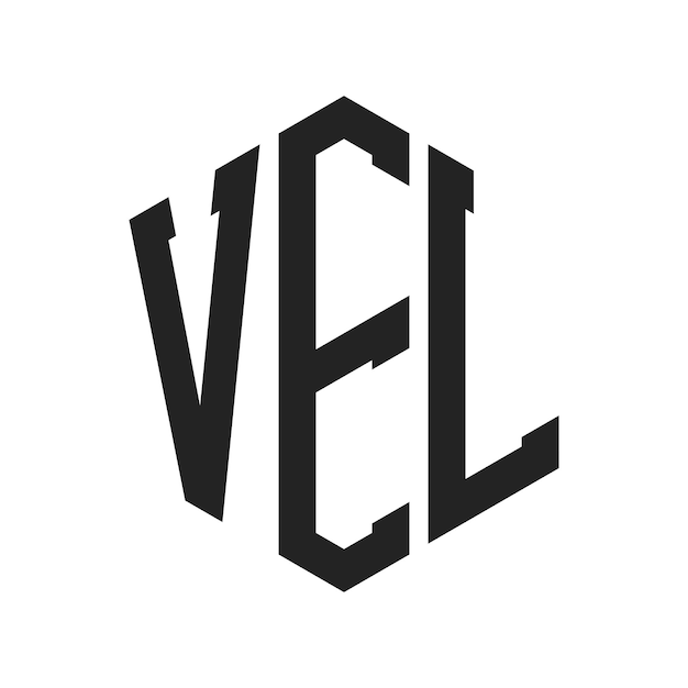 Diseño del logotipo de VEL Letra inicial VEL Monograma Logotipo con forma de hexágono